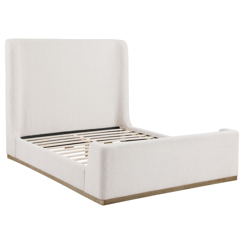 Coaster Furniture Nala 302046KE Upholstered Eastern King Wingback Platform Sleigh Bed - Cream IMAGE 3