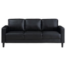 Coaster Furniture Ruth 508361 Upholstered Track Arm Faux Leather Sofa - Black IMAGE 3