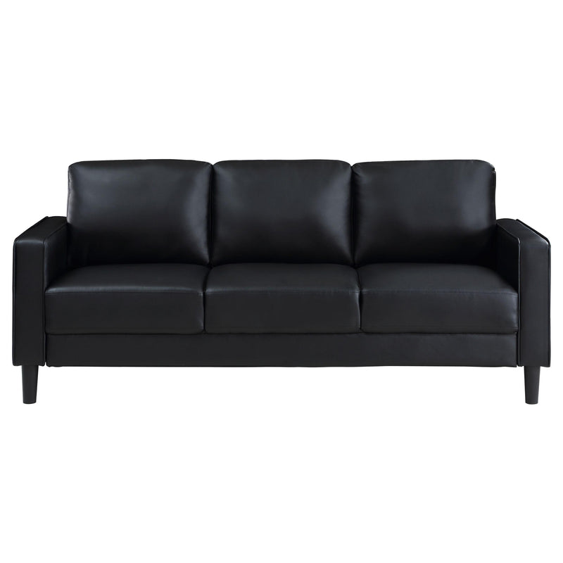 Coaster Furniture Ruth 508361 Upholstered Track Arm Faux Leather Sofa - Black IMAGE 3