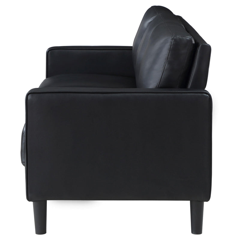 Coaster Furniture Ruth 508361 Upholstered Track Arm Faux Leather Sofa - Black IMAGE 5