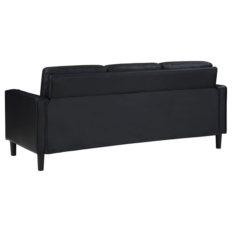 Coaster Furniture Ruth 508361 Upholstered Track Arm Faux Leather Sofa - Black IMAGE 6