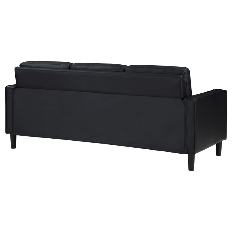 Coaster Furniture Ruth 508361 Upholstered Track Arm Faux Leather Sofa - Black IMAGE 7