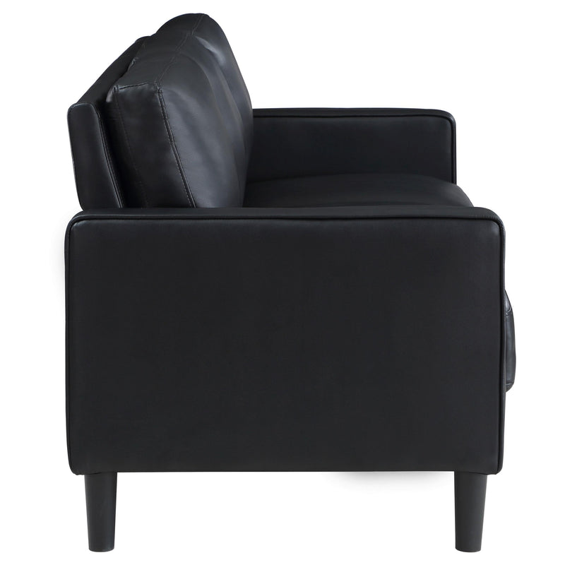 Coaster Furniture Ruth 508361 Upholstered Track Arm Faux Leather Sofa - Black IMAGE 8