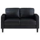 Coaster Furniture Ruth 508362 Upholstered Track Arm Faux Leather Loveseat - Black IMAGE 3