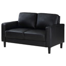 Coaster Furniture Ruth 508362 Upholstered Track Arm Faux Leather Loveseat - Black IMAGE 4