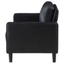 Coaster Furniture Ruth 508362 Upholstered Track Arm Faux Leather Loveseat - Black IMAGE 5