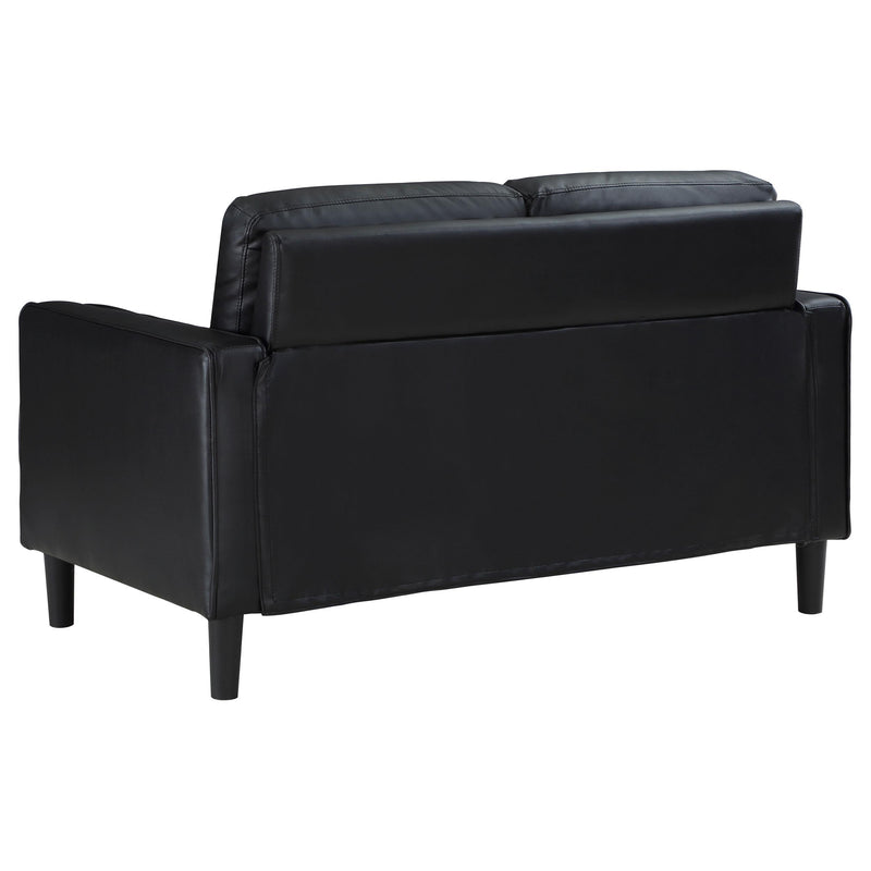 Coaster Furniture Ruth 508362 Upholstered Track Arm Faux Leather Loveseat - Black IMAGE 6