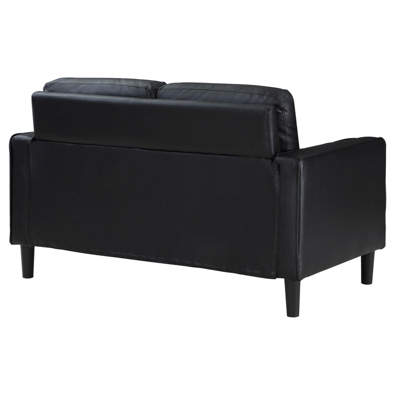 Coaster Furniture Ruth 508362 Upholstered Track Arm Faux Leather Loveseat - Black IMAGE 7