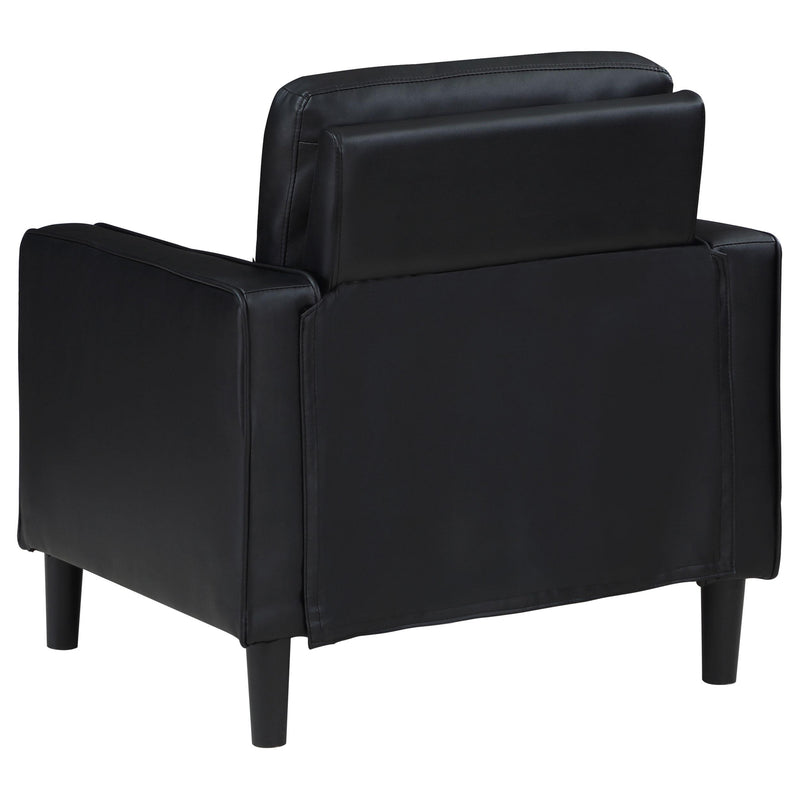 Coaster Furniture Ruth 508363 Upholstered Track Arm Faux Leather Accent Chair - Black IMAGE 6
