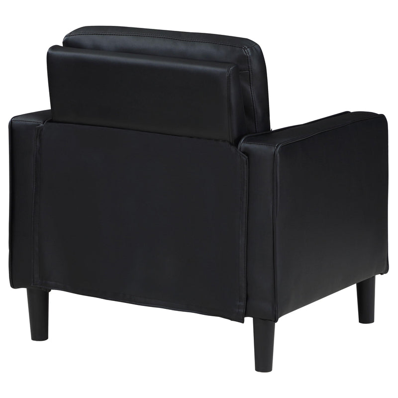 Coaster Furniture Ruth 508363 Upholstered Track Arm Faux Leather Accent Chair - Black IMAGE 7