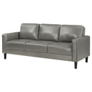 Coaster Furniture Ruth 508365 Upholstered Track Arm Faux Leather Sofa - Grey IMAGE 4