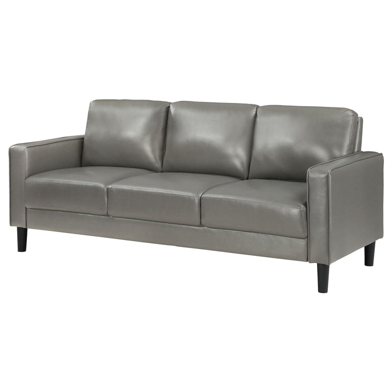 Coaster Furniture Ruth 508365 Upholstered Track Arm Faux Leather Sofa - Grey IMAGE 4