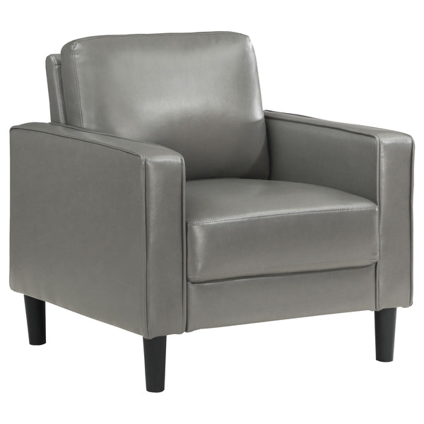 Coaster Furniture Ruth 508367 Upholstered Track Arm Faux Leather Accent Chair - Grey IMAGE 1