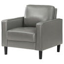 Coaster Furniture Ruth 508367 Upholstered Track Arm Faux Leather Accent Chair - Grey IMAGE 4
