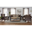 Coaster Furniture Elmbrook 508571 Upholstered Rolled Arm Sofa with Intricate Wood Carvings - Brown IMAGE 2