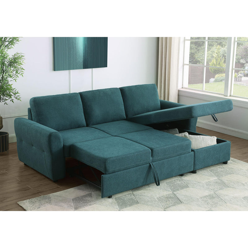 Coaster Furniture Samantha 511087 Upholstered Sleeper Sofa Sectional with Storage Chaise - Teal Blue IMAGE 11