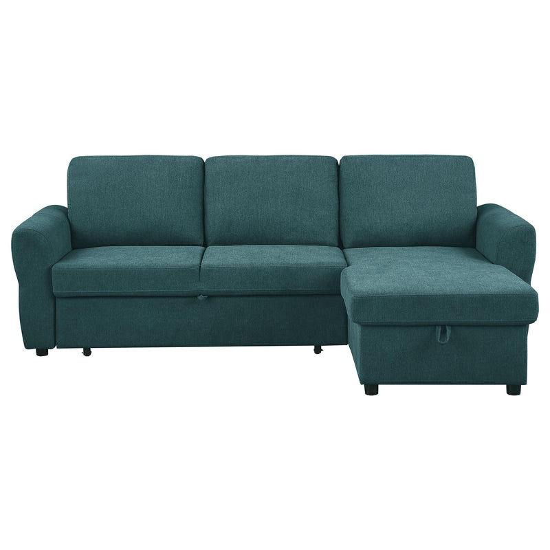 Coaster Furniture Samantha 511087 Upholstered Sleeper Sofa Sectional with Storage Chaise - Teal Blue IMAGE 6