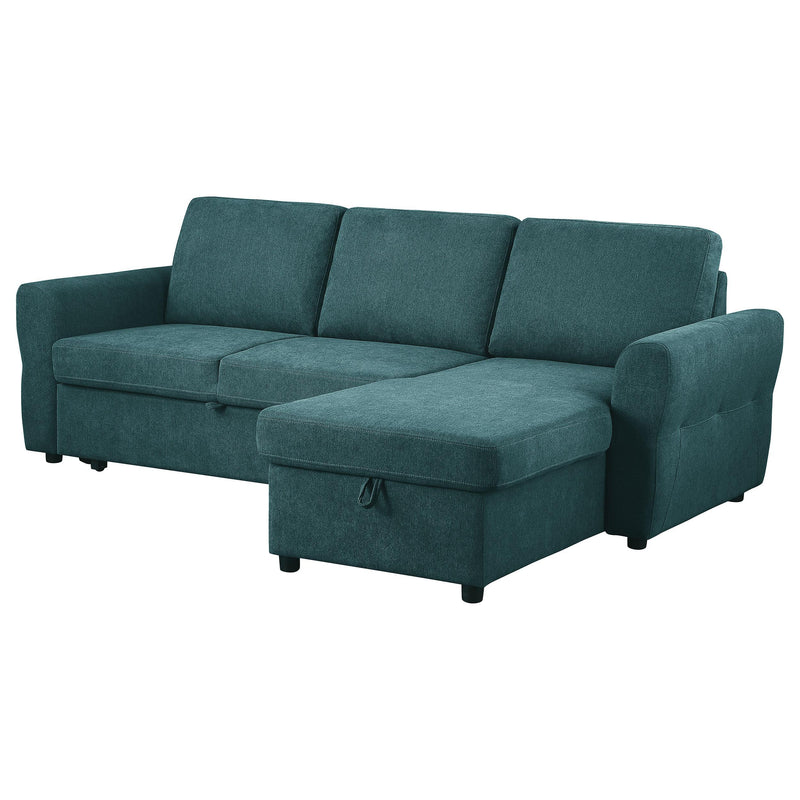 Coaster Furniture Samantha 511087 Upholstered Sleeper Sofa Sectional with Storage Chaise - Teal Blue IMAGE 7