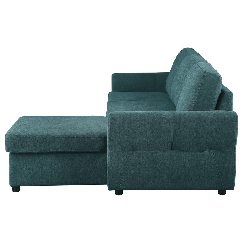 Coaster Furniture Samantha 511087 Upholstered Sleeper Sofa Sectional with Storage Chaise - Teal Blue IMAGE 8