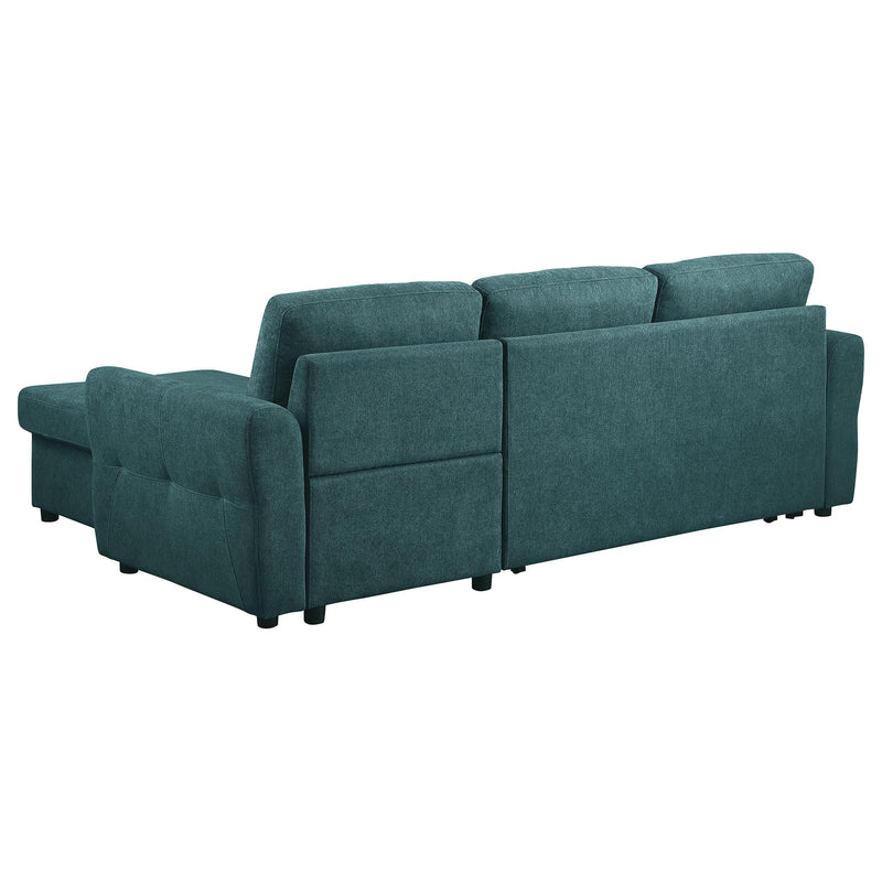 Coaster Furniture Samantha 511087 Upholstered Sleeper Sofa Sectional with Storage Chaise - Teal Blue IMAGE 9