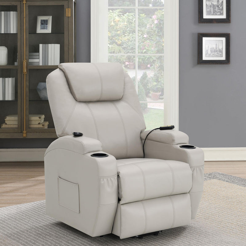 Coaster Furniture Sanger 600497P Upholstered Power Lift Recliner Chair with Massage - Champagne IMAGE 11