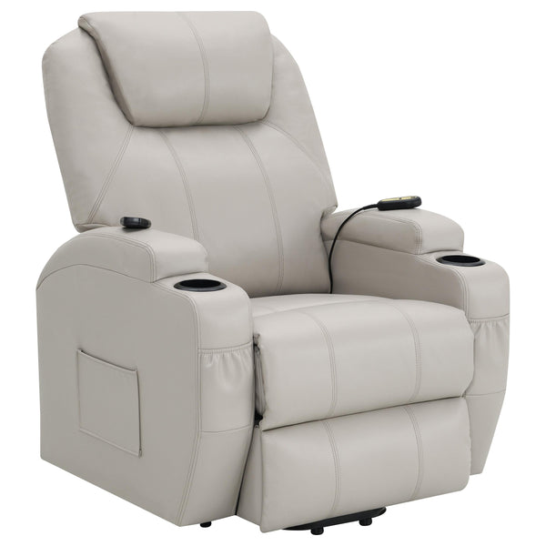 Coaster Furniture Sanger 600497P Upholstered Power Lift Recliner Chair with Massage - Champagne IMAGE 1