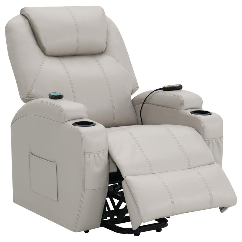 Coaster Furniture Sanger 600497P Upholstered Power Lift Recliner Chair with Massage - Champagne IMAGE 2