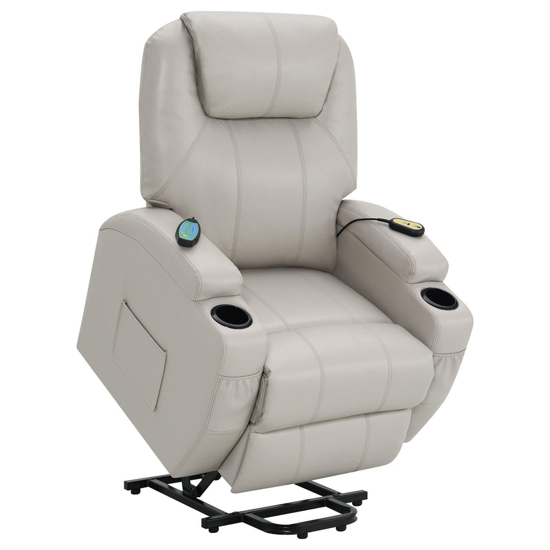 Coaster Furniture Sanger 600497P Upholstered Power Lift Recliner Chair with Massage - Champagne IMAGE 3