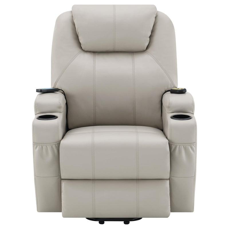 Coaster Furniture Sanger 600497P Upholstered Power Lift Recliner Chair with Massage - Champagne IMAGE 4