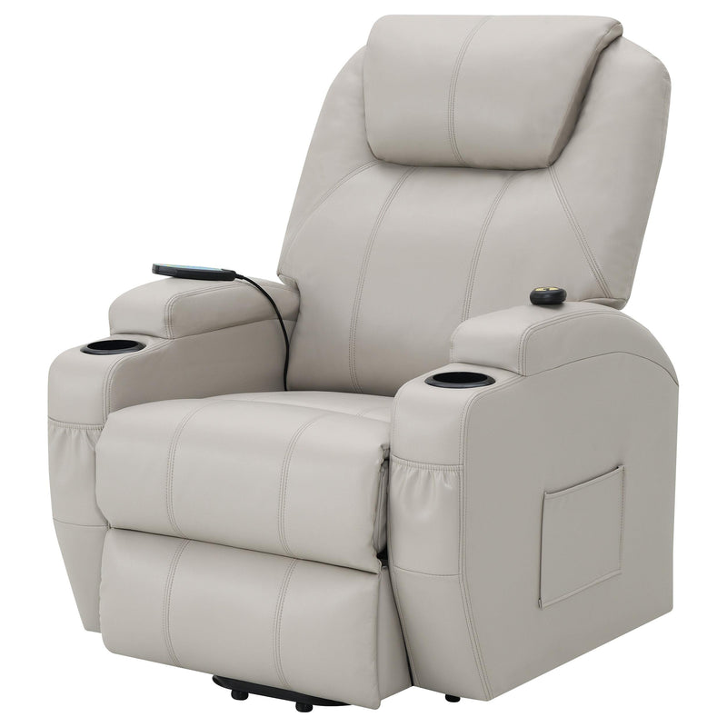 Coaster Furniture Sanger 600497P Upholstered Power Lift Recliner Chair with Massage - Champagne IMAGE 5