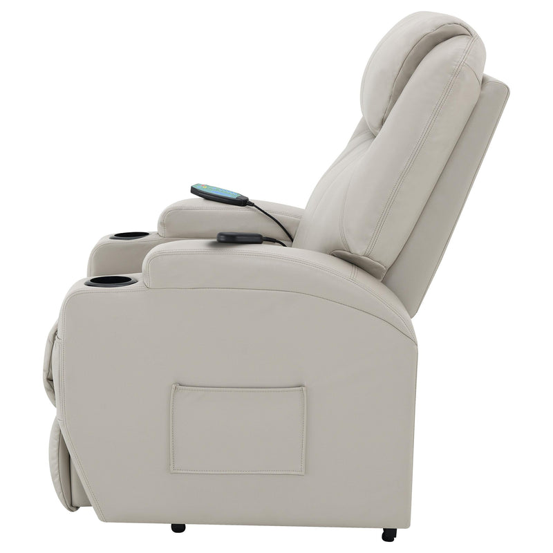Coaster Furniture Sanger 600497P Upholstered Power Lift Recliner Chair with Massage - Champagne IMAGE 6