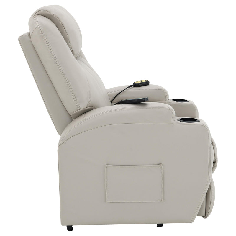Coaster Furniture Sanger 600497P Upholstered Power Lift Recliner Chair with Massage - Champagne IMAGE 9