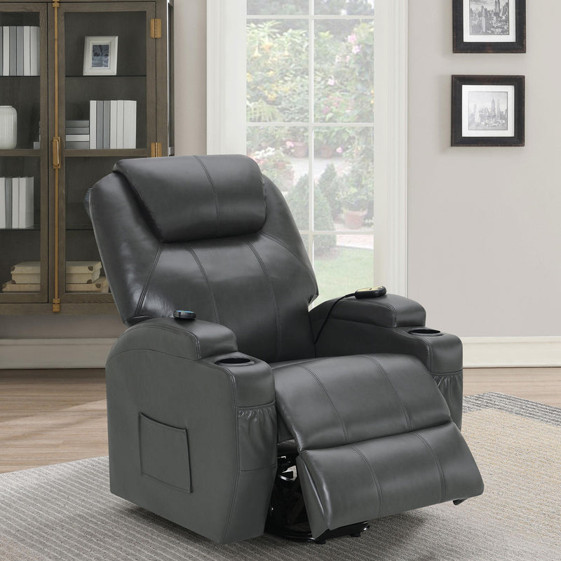 Coaster Furniture Sanger 600498P Upholstered Power Lift Recliner Chair with Massage - Charcoal Grey IMAGE 12