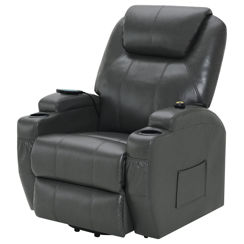Coaster Furniture Sanger 600498P Upholstered Power Lift Recliner Chair with Massage - Charcoal Grey IMAGE 5