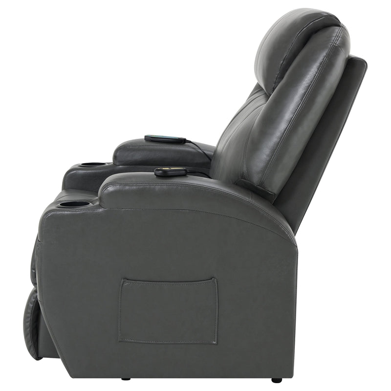 Coaster Furniture Sanger 600498P Upholstered Power Lift Recliner Chair with Massage - Charcoal Grey IMAGE 6