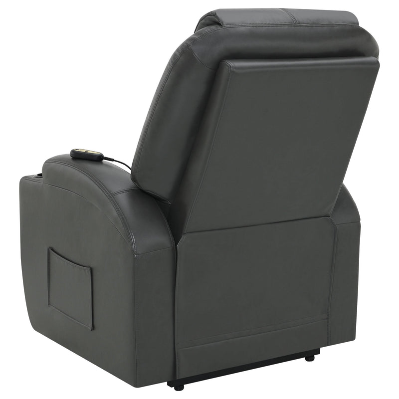 Coaster Furniture Sanger 600498P Upholstered Power Lift Recliner Chair with Massage - Charcoal Grey IMAGE 7