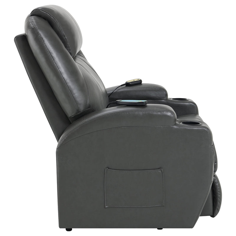 Coaster Furniture Sanger 600498P Upholstered Power Lift Recliner Chair with Massage - Charcoal Grey IMAGE 9