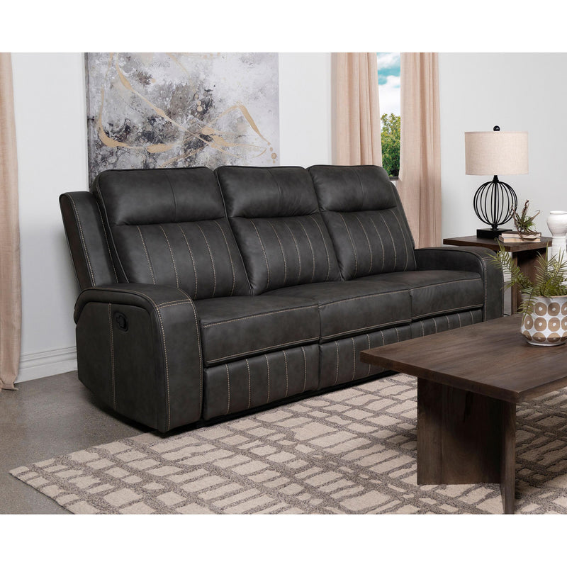 Coaster Furniture Raelynn 603191 Upholstered Motion Reclining Sofa - Grey IMAGE 2