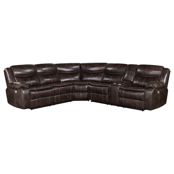 Coaster Furniture Sycamore 610200P Upholstered Power Reclining Sectional Sofa - Dark Grey IMAGE 1