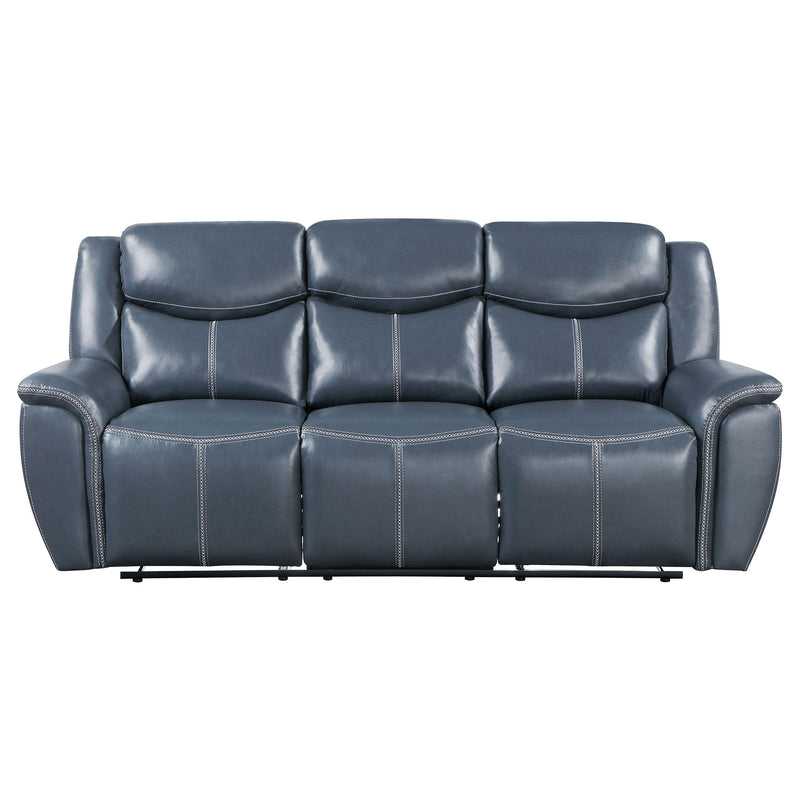 Coaster Furniture Sloane 610271 Upholstered Motion Reclining Sofa with Drop Down Table - Blue IMAGE 4