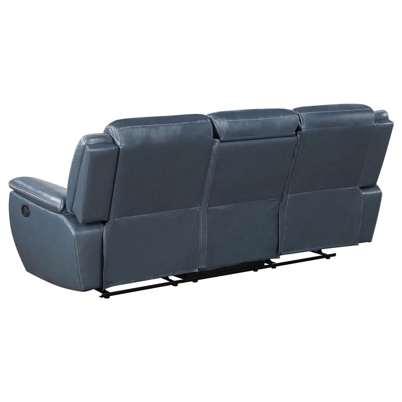 Coaster Furniture Sloane 610271 Upholstered Motion Reclining Sofa with Drop Down Table - Blue IMAGE 5