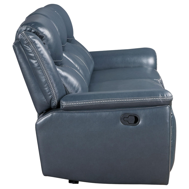 Coaster Furniture Sloane 610271 Upholstered Motion Reclining Sofa with Drop Down Table - Blue IMAGE 6