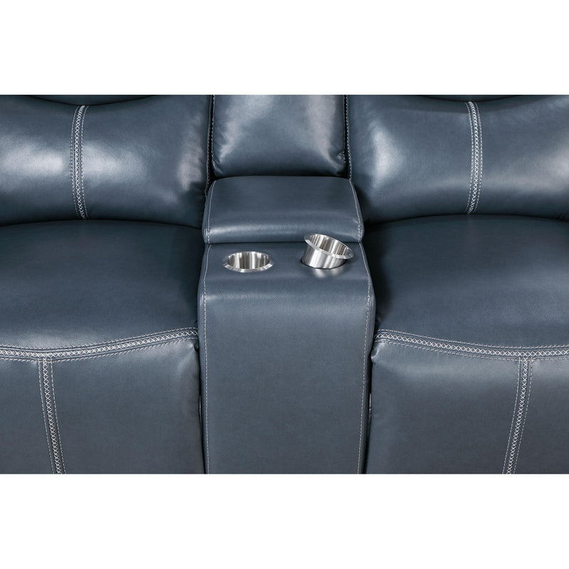 Coaster Furniture Sloane 610272 Upholstered Motion Reclining Loveseat with Console - Blue IMAGE 11