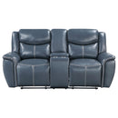 Coaster Furniture Sloane 610272 Upholstered Motion Reclining Loveseat with Console - Blue IMAGE 4