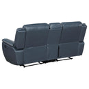Coaster Furniture Sloane 610272 Upholstered Motion Reclining Loveseat with Console - Blue IMAGE 5