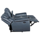 Coaster Furniture Sloane 610272 Upholstered Motion Reclining Loveseat with Console - Blue IMAGE 7