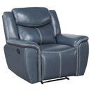 Coaster Furniture Sloane 610273 Upholstered Motion Recliner Chair - Blue IMAGE 1