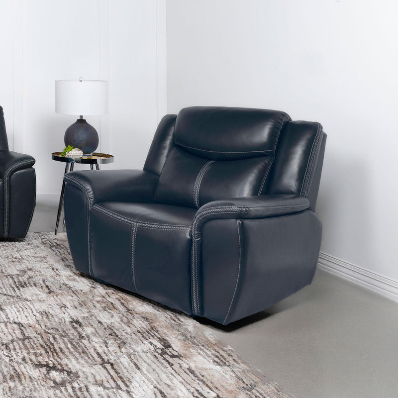 Coaster Furniture Sloane 610273 Upholstered Motion Recliner Chair - Blue IMAGE 2