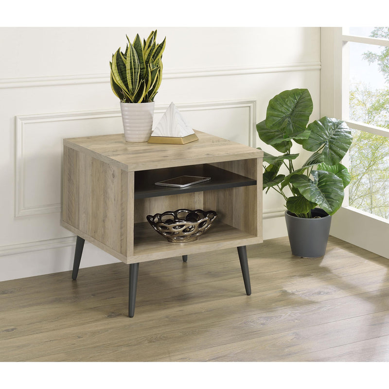 Coaster Furniture Welsh 701037 Square Engineered Wood End Table with Shelf - Antique Pine/Grey IMAGE 2