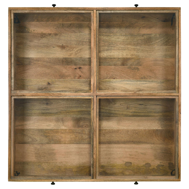 Coaster Furniture Stephie 704698 4-Drawer Square Clear Glass Top Coffee Table - Honey Brown IMAGE 7